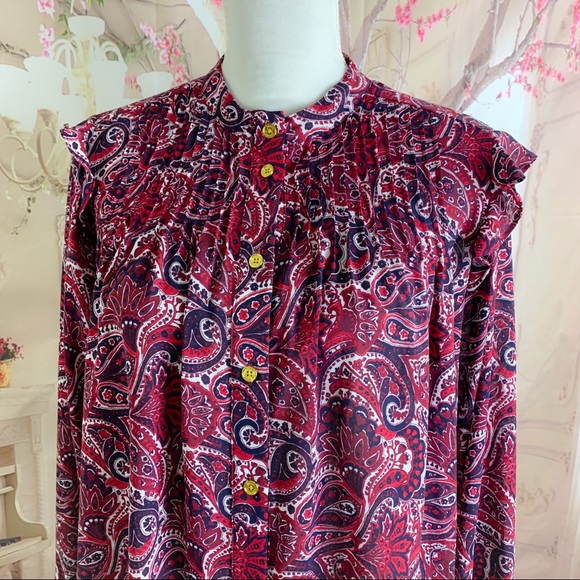 Michael Kors Abstract Ruffle Shoulder Cuff Top - Picture 2 of 8